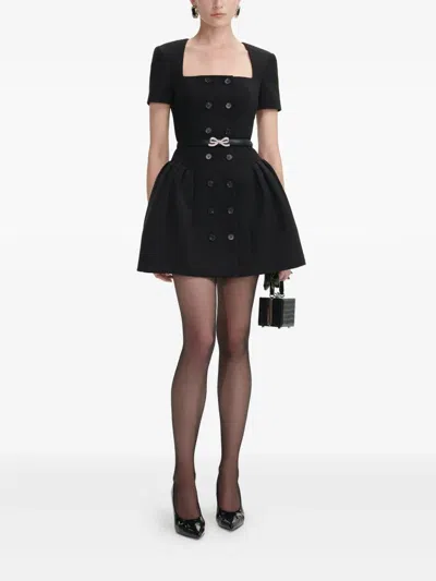 Self-portrait Double-breasted Short-sleeves Mini Dress In Black