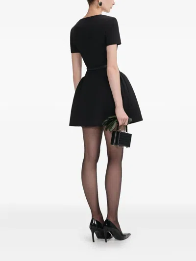 Self-portrait Double-breasted Short-sleeves Mini Dress In Black