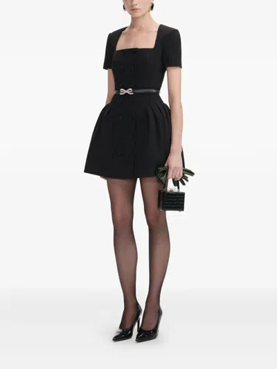 Self-portrait Double-breasted Short-sleeves Mini Dress In Black
