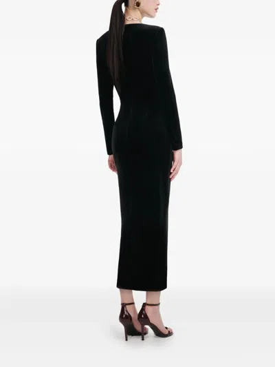 Self-portrait Black Velvet Embellished Midi Dress Clothing In Black