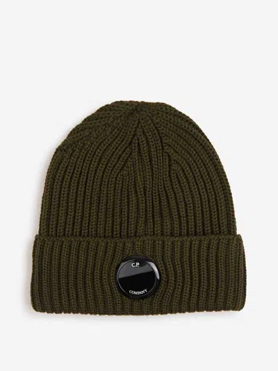C.p. Company Ribbed Lens Beanie Hat In Green