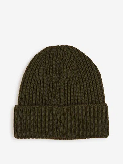 C.p. Company Ribbed Lens Beanie Hat In Green