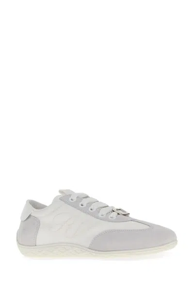 Roger Vivier Viv Low Rv Lace-up Sneakers In White