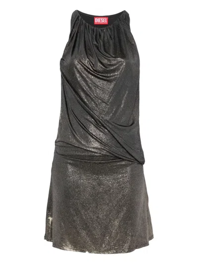 Diesel Draped Corset Halter Neck Mini Dress In Gray