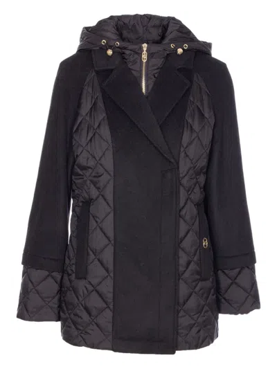 Liu •jo Quilted Short Coat With Hood In Multi