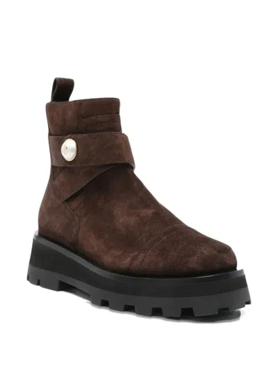 Jimmy Choo 45mm Meena Flat Suede Ankle Boots In Brown