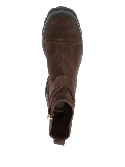 Jimmy Choo 45mm Meena Flat Suede Ankle Boots In Brown