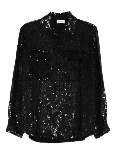 P.a.r.o.s.h Long Sleeve Top With Sequin Chest Pockets In Black