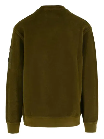 C.p. Company Sweatshirts Crew Neck In Brushed Emerized Diagonal Fleece Clothing In Green