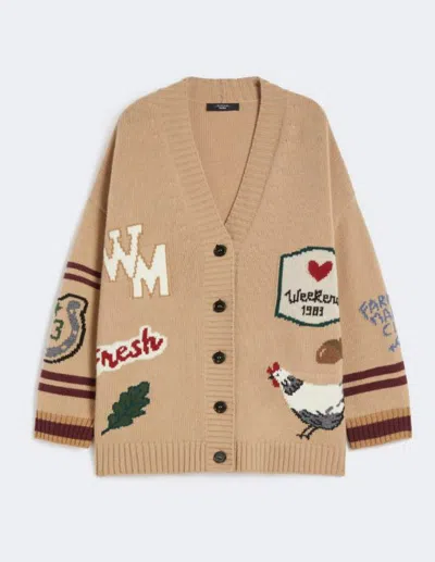 Weekend Max Mara Relaxed Fit Cardigan Made From Wool Yarn In Multi