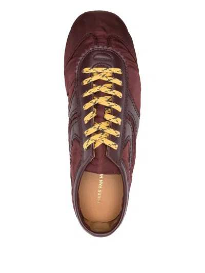 Dries Van Noten Low-top Nylon Running Sneakers With Leather Inserts In Red