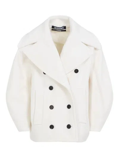 Jacquemus Womens Off-white Le Caban Double-breasted Wool Jacket In White