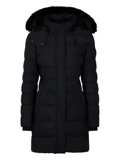 Moose Knuckles Watershed 3 Water Resistant 800 Fill Power Down Puffer Coat With Genuine Shearling Tr In Black