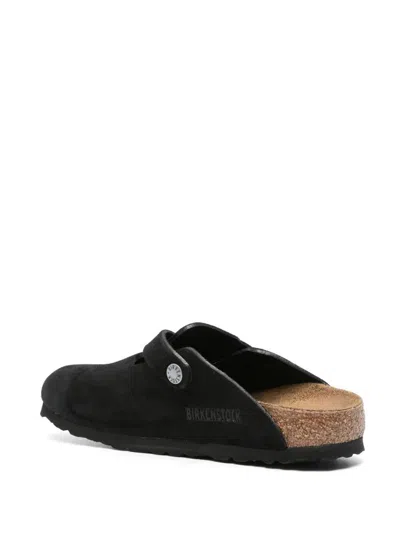 Birkenstock Boston Unisex Suede Mule Shoes In Black