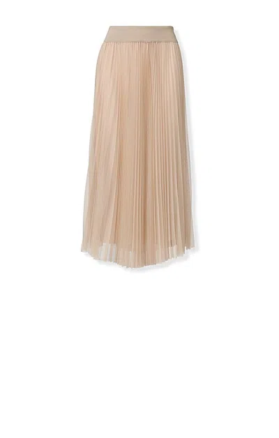 Fabiana Filippi Pleated Tulle Skirt With Knitted Waistband In Neutral