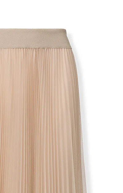 Fabiana Filippi Pleated Tulle Skirt With Knitted Waistband In Neutral