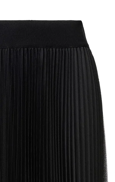 Fabiana Filippi Pleated Tulle A-line Midi Skirt In Black