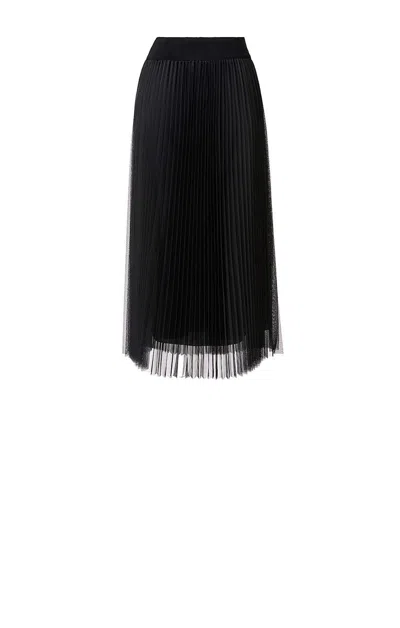 Fabiana Filippi Pleated Tulle A-line Midi Skirt In Black