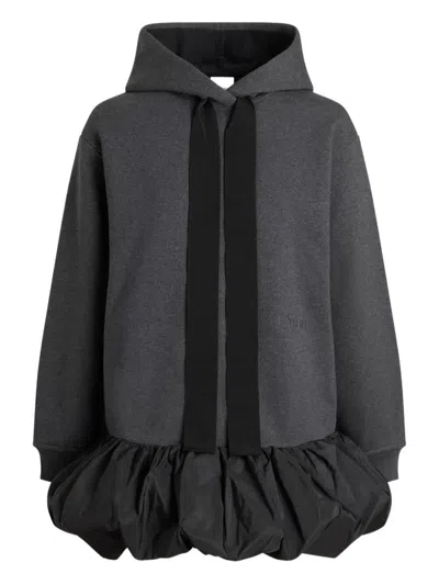 Patou Ruffle Hem Hoodie Dress In Organic Cotton And Faille Clothing In Gray