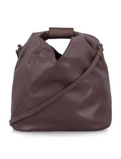 Mm6 Maison Margiela Diagonal-seam Shoulder Bag In Brown