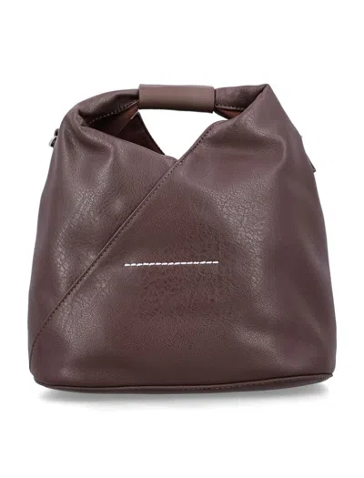Mm6 Maison Margiela Diagonal-seam Shoulder Bag In Brown