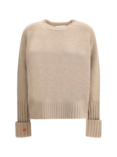 Tory Burch Wool Sweater Sweaters And Cardigans Beige In Brown