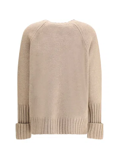 Tory Burch Wool Sweater Sweaters And Cardigans Beige In Brown