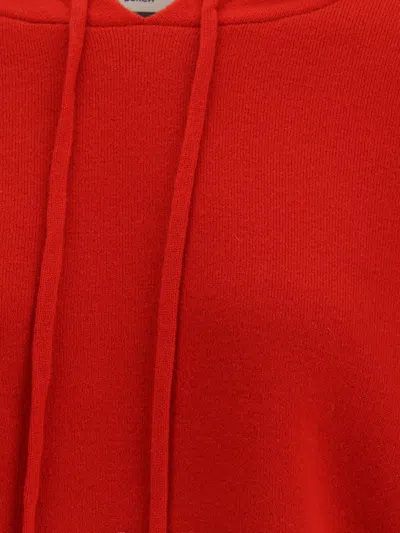 Tory Burch Logo-embroidered Knitted Hoodie In Red