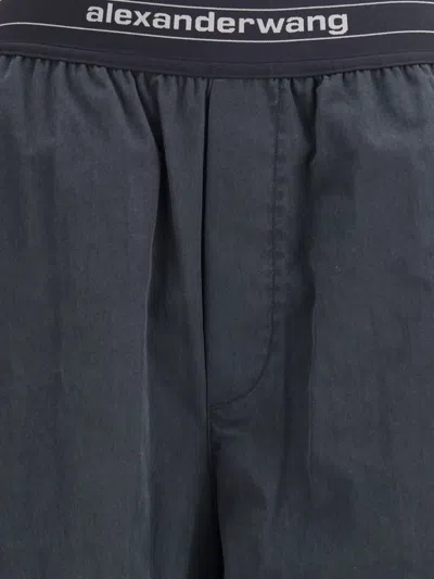 Alexander Wang Trousers With Elastic Waistband And Contrasting Jacquard Logo In Black