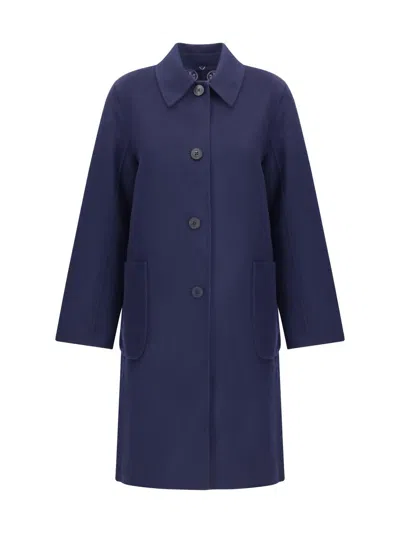 Tory Burch Reversible Double-face Wool Coat In Blue