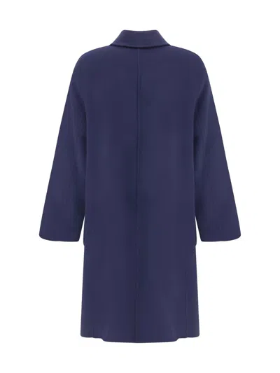 Tory Burch Reversible Double-face Wool Coat In Blue