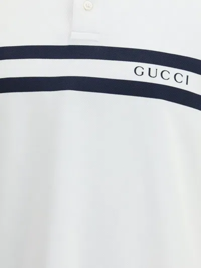 Gucci Men Logo Print Polo Shirt In White