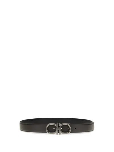 Ferragamo Men Reversible Gancini Belt In Brown
