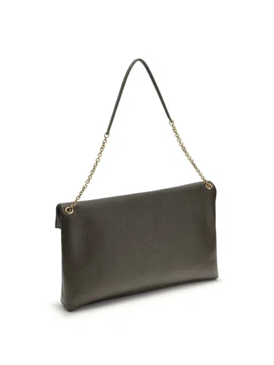 Saint Laurent Cassandre Xxl Leather Clutch In Green