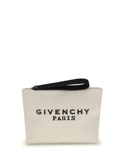 Givenchy Logo-print Clutch Bag In Sand