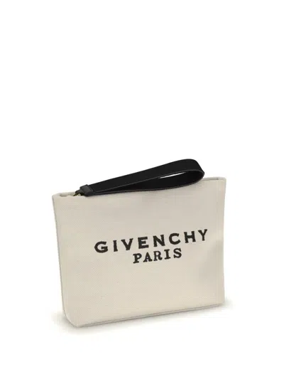 Givenchy Logo-print Clutch Bag In Sand