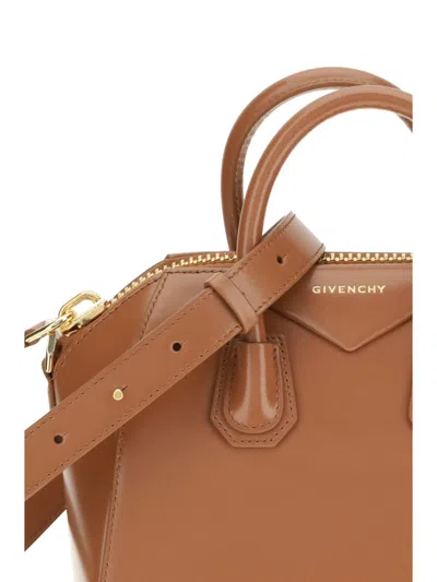 Givenchy Caramel Leather Antigona Top Handle Bag In Brown