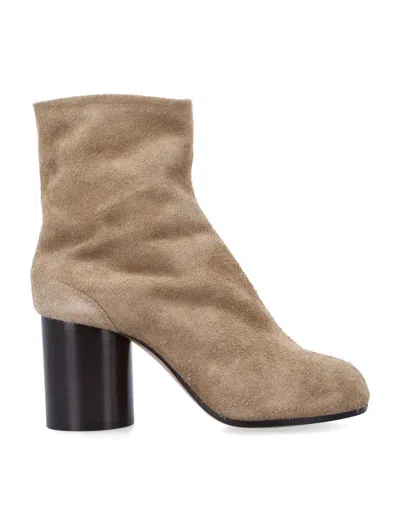 Maison Margiela Tabi Suede Ankle Boots In Brown