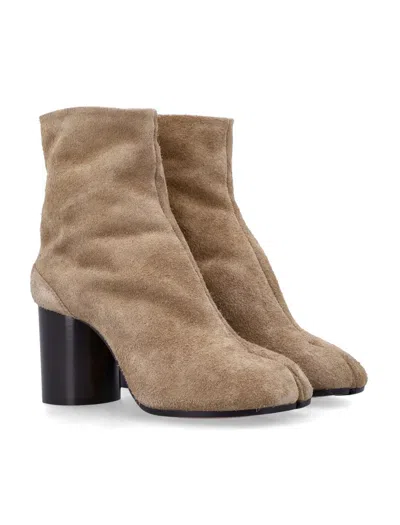 Maison Margiela Tabi Suede Ankle Boots In Brown