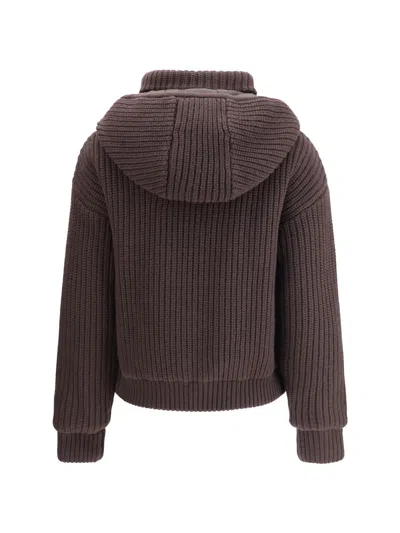 P.a.r.o.s.h P. A.r. O.s. H. Reversible Ribbed Knit Jacket With Hood In Brown