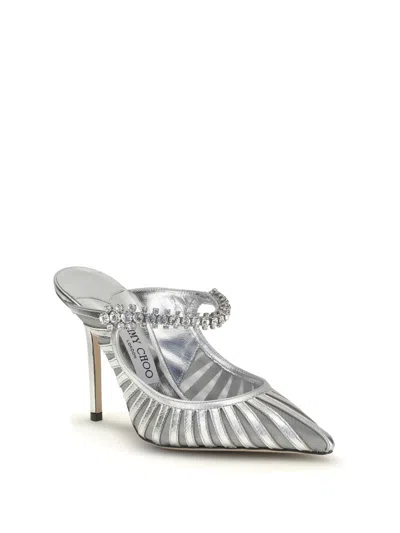 Jimmy Choo 100mm Bing Crystal-embellished Mules In Silver