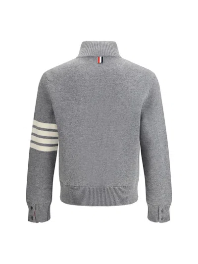 Thom Browne Elegant Sweater With Half-zip Detail On The Neck In Gray