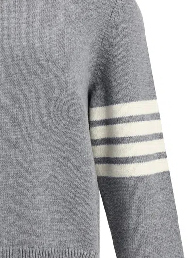 Thom Browne Elegant Sweater With Half-zip Detail On The Neck In Gray