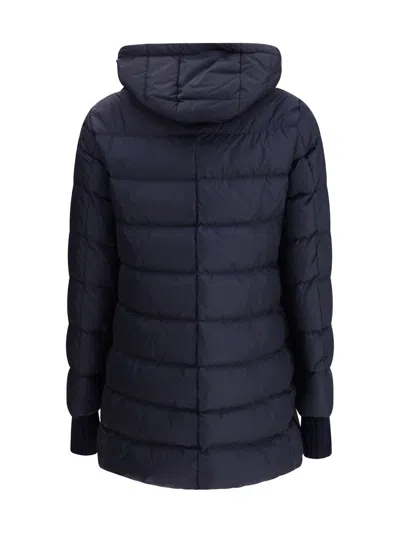 Herno Hooded Quilted Nylon Jacket In Blue