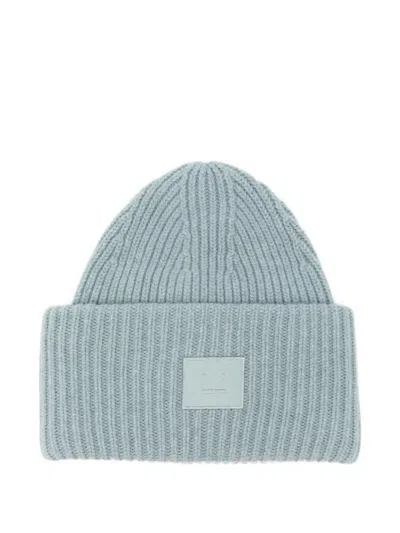 Acne Studios Ribbed Knit Pansy Beanie In Blue In Blue
