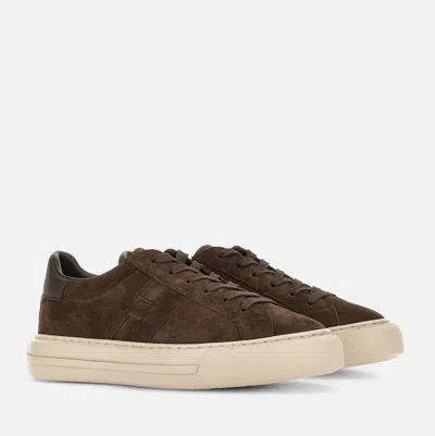 Hogan H691 Lace-up Sneakers With Suede Upper And Memory Foam Comfort In Brown