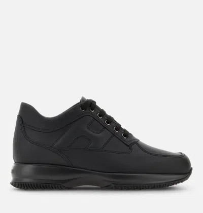 Hogan Interactive Model Sneakers With Rubber Sole And Premium Leather In Black