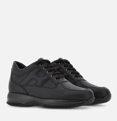 Hogan Interactive Model Sneakers With Rubber Sole And Premium Leather In Black