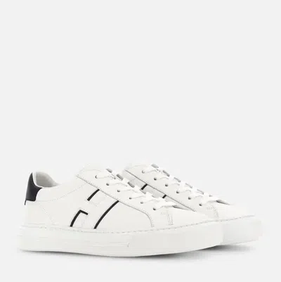 Hogan White Leather Sneakers With Logo Design And Rubber Sole In White