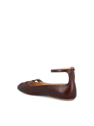 Chloé Ankle-strap Perforated Ballet Flats In Purple